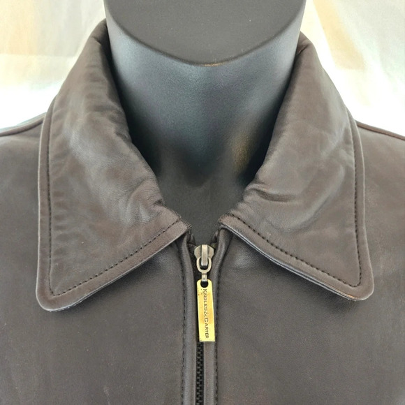 Chocolate Knoles & Carter Leather 3/4 Coat EUC 🍫 - Picture 2 of 15